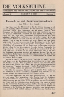 Die Volksbühne : Zeitschrift für soziale Theaterpolitik und Kunstpflege, 4 Jahrgang, Februar 1930, Nr 11