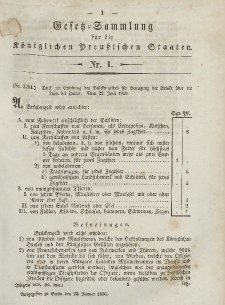 Gesetz-Sammlung für die Königlichen Preussischen Staaten, 22. Januar, 1850, nr. 1.
