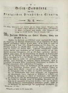 Gesetz-Sammlung für die Königlichen Preussischen Staaten, 29. Januar, 1850, nr. 2.