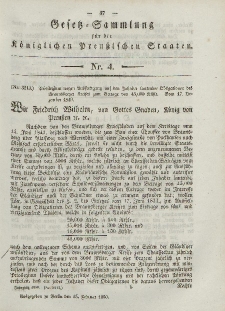 Gesetz-Sammlung für die Königlichen Preussischen Staaten, 15. Februar, 1850, nr. 4.