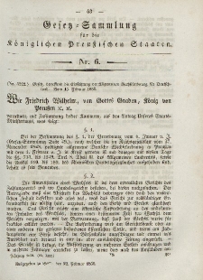 Gesetz-Sammlung für die Königlichen Preussischen Staaten, 22. Februar, 1850, nr. 6.
