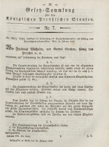Gesetz-Sammlung für die Königlichen Preussischen Staaten, 26. Februar, 1850, nr. 7.