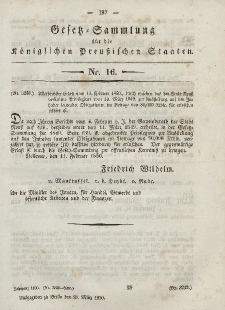 Gesetz-Sammlung für die Königlichen Preussischen Staaten, 23. März, 1850, nr. 16.