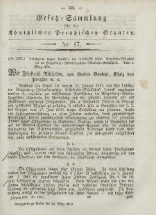 Gesetz-Sammlung für die Königlichen Preussischen Staaten, 24. März, 1850, nr. 17.