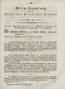 Gesetz-Sammlung für die Königlichen Preussischen Staaten, 27. März, 1850, nr. 19.