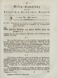 Gesetz-Sammlung für die Königlichen Preussischen Staaten, 30. März, 1850, nr. 20.