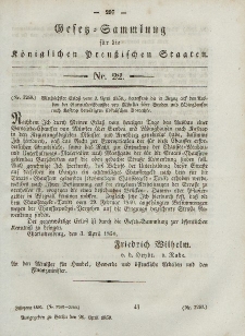 Gesetz-Sammlung für die Königlichen Preussischen Staaten, 26. April, 1850, nr. 22.