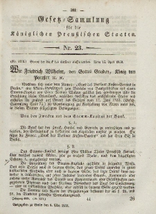 Gesetz-Sammlung für die Königlichen Preussischen Staaten, 8. Mai, 1850, nr. 23.