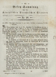 Gesetz-Sammlung für die Königlichen Preussischen Staaten, 9. Juli, 1850, nr. 28.