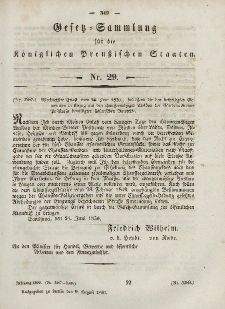 Gesetz-Sammlung für die Königlichen Preussischen Staaten, 9. August, 1850, nr. 29.