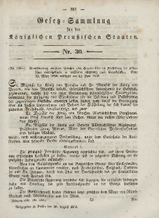 Gesetz-Sammlung für die Königlichen Preussischen Staaten, 20. August, 1850, nr. 30.