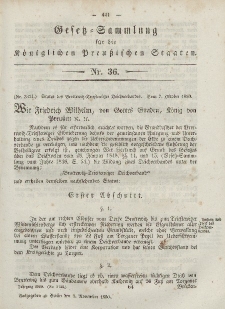 Gesetz-Sammlung für die Königlichen Preussischen Staaten, 4. November, 1850, nr. 36.