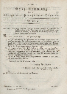 Gesetz-Sammlung für die Königlichen Preussischen Staaten, 12. November, 1850, nr. 38.