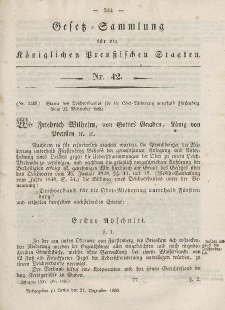 Gesetz-Sammlung für die Königlichen Preussischen Staaten, 21. Dezember, 1850, nr. 42.