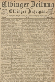Elbinger Zeitung und Elbinger Anzeigen, Nr. 234 Freitag 05. October 1894