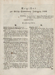 Gesetz-Sammlung für die Königlichen Preussischen Staaten (Register), 1850