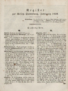 Gesetz-Sammlung für die Königlichen Preussischen Staaten (Register), 1850