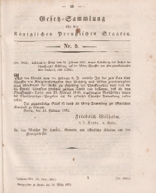 Gesetz-Sammlung für die Königlichen Preussischen Staaten, 31. März, 1851, nr. 5.