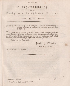 Gesetz-Sammlung für die Königlichen Preussischen Staaten, 11. April, 1851, nr. 6.