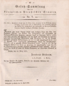 Gesetz-Sammlung für die Königlichen Preussischen Staaten, 11. April, 1851, nr. 7.