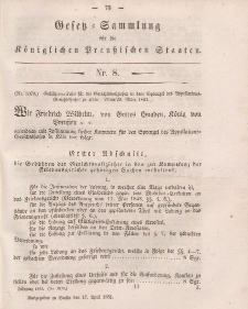 Gesetz-Sammlung für die Königlichen Preussischen Staaten, 17. April, 1851, nr. 8.