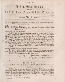 Gesetz-Sammlung für die Königlichen Preussischen Staaten, 19. April, 1851, nr. 9.