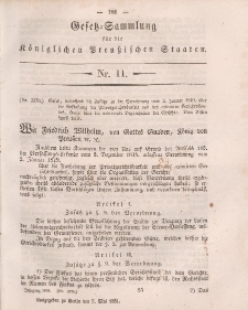Gesetz-Sammlung für die Königlichen Preussischen Staaten, 7. Mai, 1851, nr. 11.