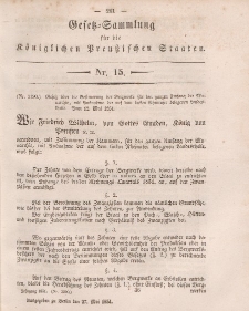 Gesetz-Sammlung für die Königlichen Preussischen Staaten, 27. Mai, 1851, nr. 15.
