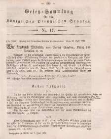 Gesetz-Sammlung für die Königlichen Preussischen Staaten, 7. Juni, 1851, nr. 17.