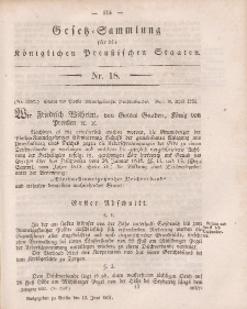 Gesetz-Sammlung für die Königlichen Preussischen Staaten, 13. Juni, 1851, nr. 18.