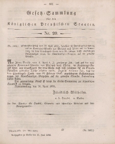 Gesetz-Sammlung für die Königlichen Preussischen Staaten, 18. Juni, 1851, nr. 20.