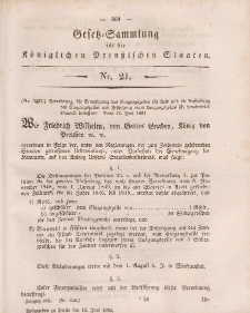 Gesetz-Sammlung für die Königlichen Preussischen Staaten, 15. Juni, 1851, nr. 21.