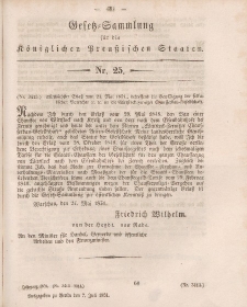 Gesetz-Sammlung für die Königlichen Preussischen Staaten, 7. Juli, 1851, nr. 25.