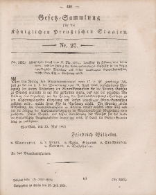 Gesetz-Sammlung für die Königlichen Preussischen Staaten, 28. Juli, 1851, nr. 27.