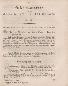 Gesetz-Sammlung für die Königlichen Preussischen Staaten, 5. August, 1851, nr. 29.