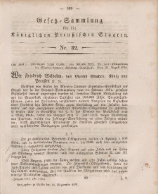 Gesetz-Sammlung für die Königlichen Preussischen Staaten, 16. September, 1851, nr. 32.