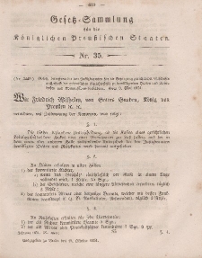 Gesetz-Sammlung für die Königlichen Preussischen Staaten, 18. Oktober, 1851, nr. 35.