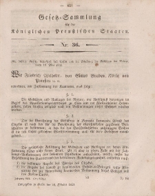 Gesetz-Sammlung für die Königlichen Preussischen Staaten, 18. Oktober, 1851, nr. 36.
