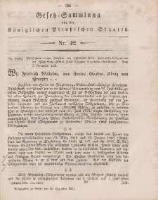 Gesetz-Sammlung für die Königlichen Preussischen Staaten, 27. Dezember, 1851, nr. 42.