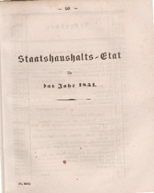 Gesetz-Sammlung für die Königlichen Preussischen Staaten, (Staatshaushalts-Etat füf das Jahr 1851)