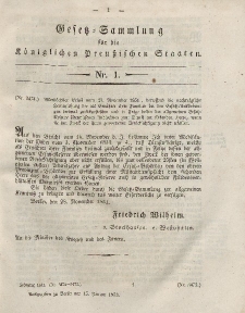 Gesetz-Sammlung für die Königlichen Preussischen Staaten, 15. Januar, 1852, nr. 1.