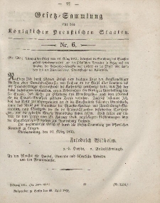 Gesetz-Sammlung für die Königlichen Preussischen Staaten, 10. April, 1852, nr. 6.