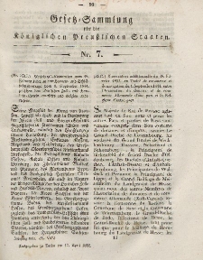 Gesetz-Sammlung für die Königlichen Preussischen Staaten, 17. April, 1852, nr. 7.