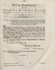 Gesetz-Sammlung für die Königlichen Preussischen Staaten, 20. April, 1852, nr. 8.
