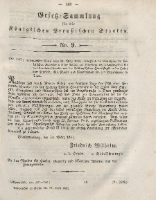 Gesetz-Sammlung für die Königlichen Preussischen Staaten, 30. April, 1852, nr. 9.