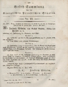 Gesetz-Sammlung für die Königlichen Preussischen Staaten, 24. Mai, 1852, nr. 15.