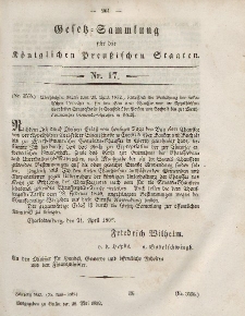 Gesetz-Sammlung für die Königlichen Preussischen Staaten, 28. Mai, 1852, nr. 17.