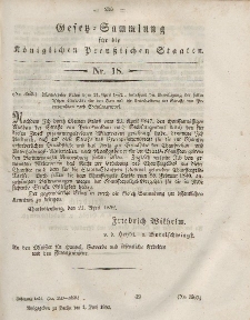 Gesetz-Sammlung für die Königlichen Preussischen Staaten, 1. Juni, 1852, nr. 18.