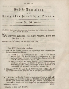 Gesetz-Sammlung für die Königlichen Preussischen Staaten, 7. Juni, 1852, nr. 20.