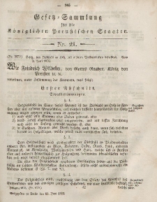 Gesetz-Sammlung für die Königlichen Preussischen Staaten, 12. Juni, 1852, nr. 21.